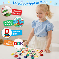 Attmu alphabet puzzle with bright colors boosts attention and sensory development.