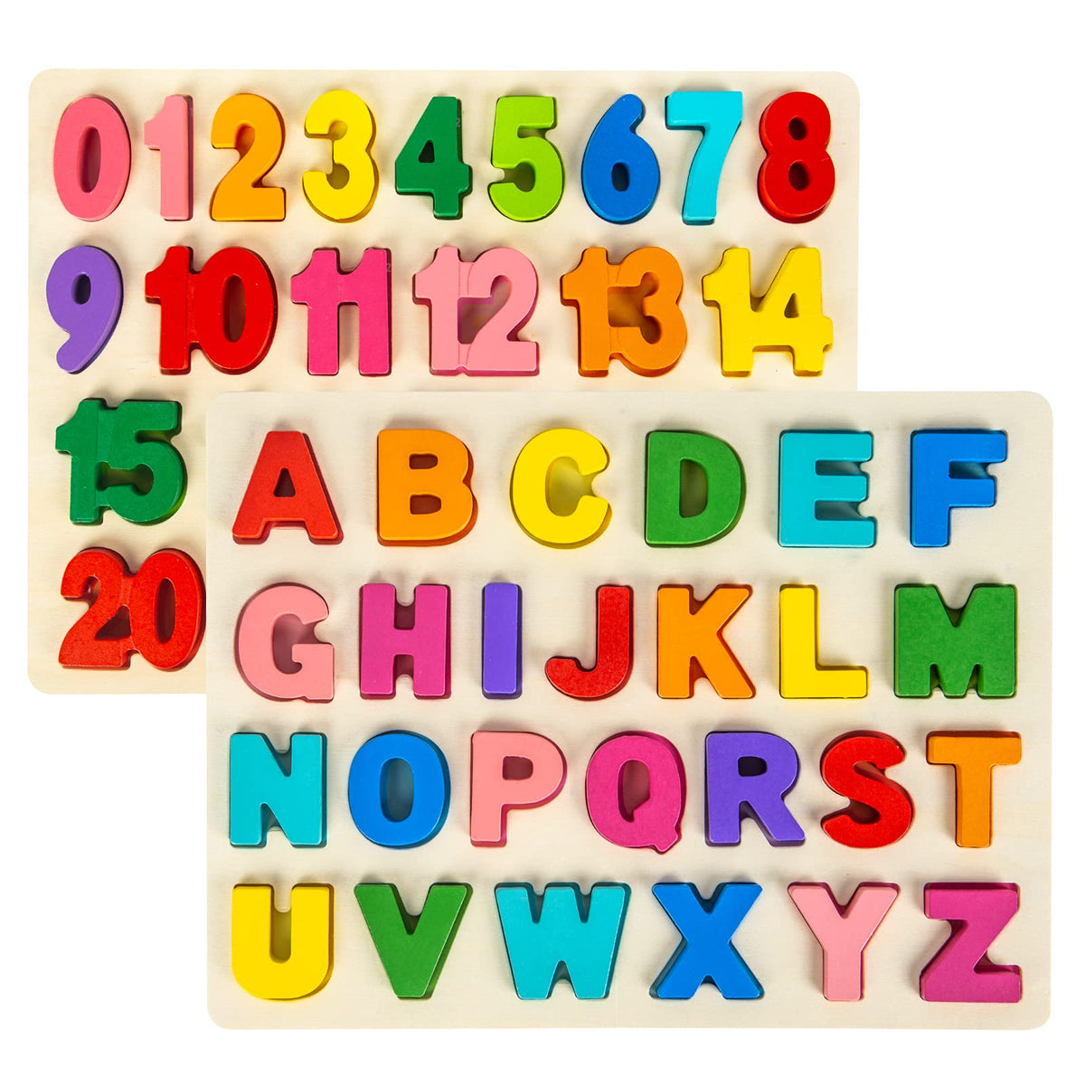 Attmu wooden alphabet puzzle pieces for early letter recognition and tactile play.