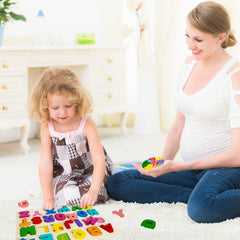 Attmu wooden number puzzle with symbols for counting and basic math exploration.