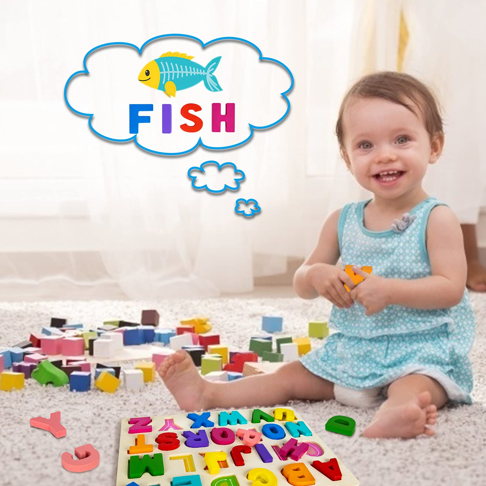 Attmu wooden puzzle with smooth edges for safe toddler play