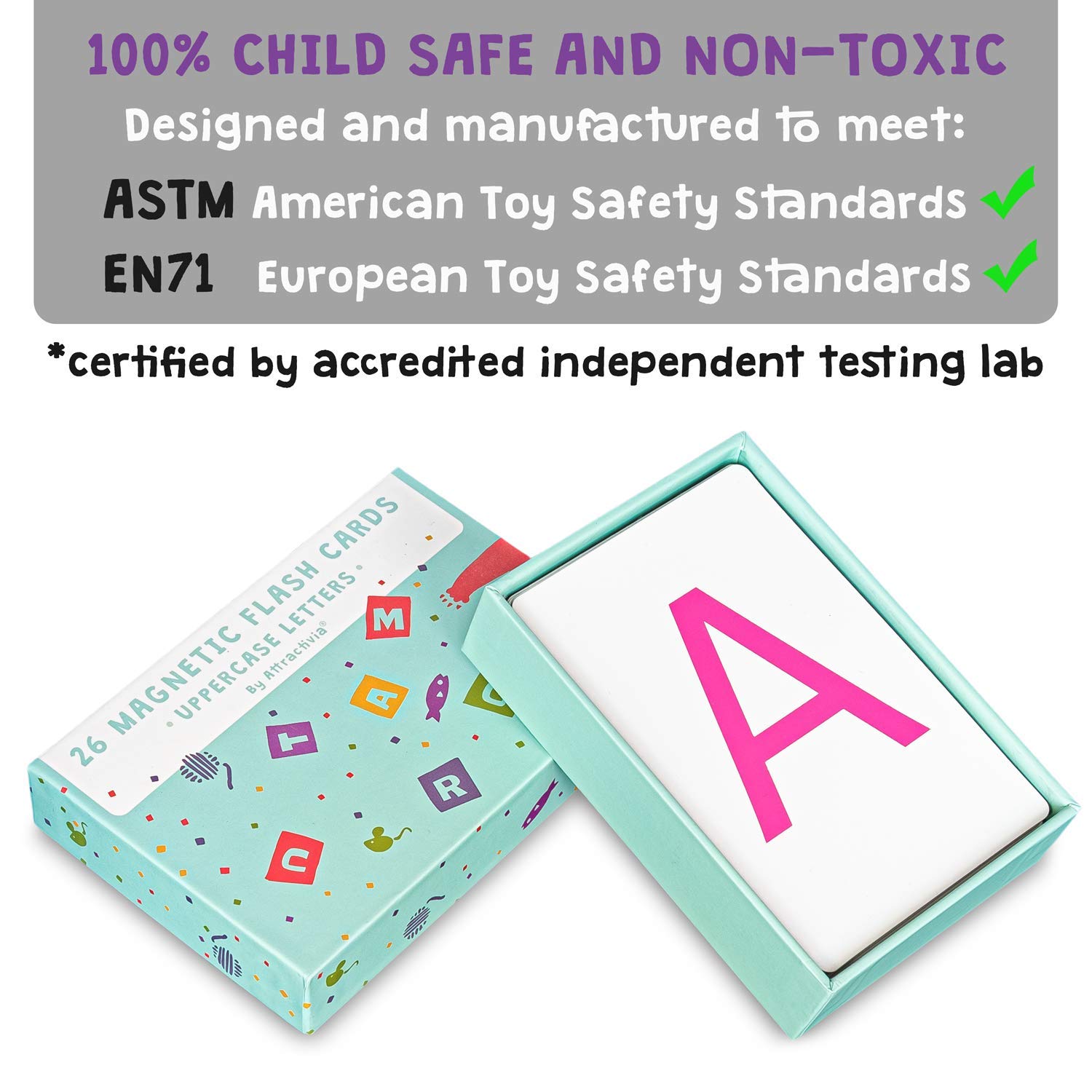 Attractivia jumbo uppercase letters are durable and non-toxic for kid-safe use.