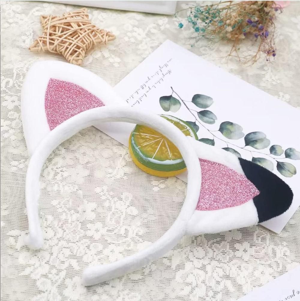 Side view of Atvscay cat ears headband showing elastic fit for comfortable wear