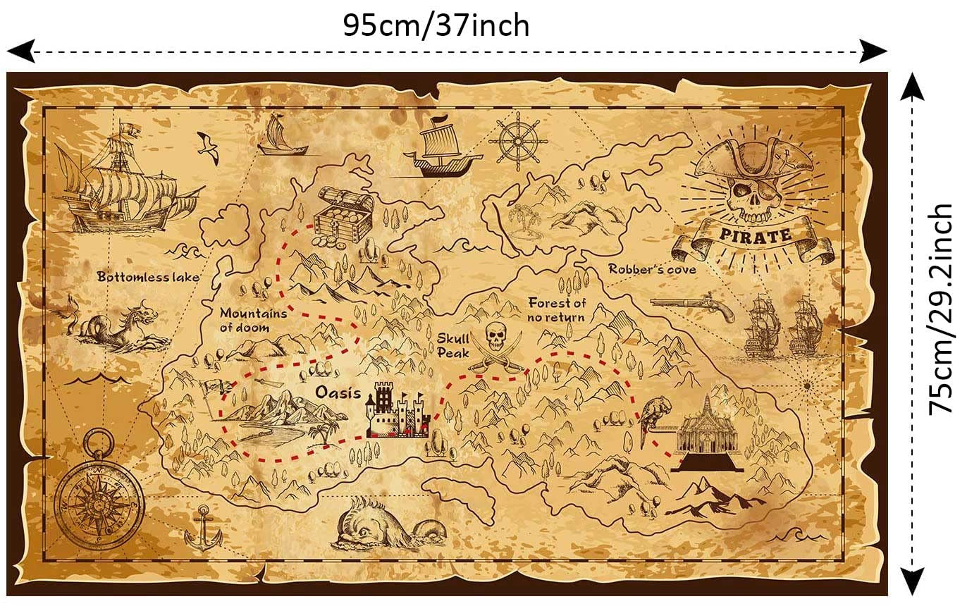 Aubric huge fabric treasure map measuring 3x3 feet
