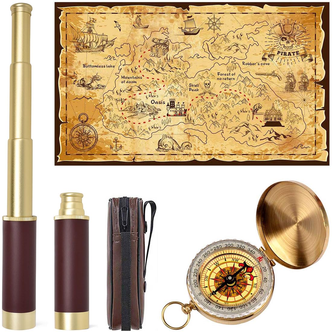 Aubric pirate spyglass telescope with 25x30 zoom for imaginative pretend adventures