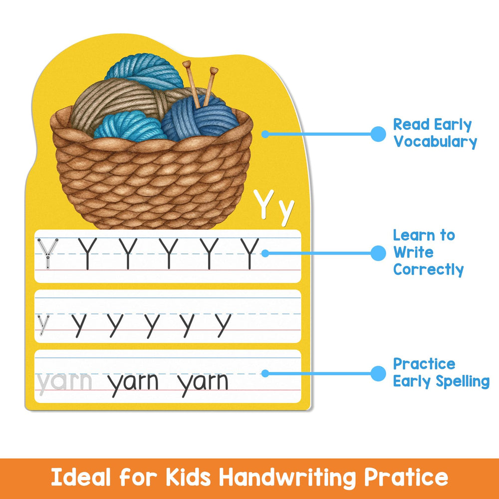 Auchq Alphabet Writing Cards used with dry erase markers for quick reuse
