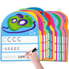 Auchq Alphabet Writing Cards showing tracing letters on the front for handwriting practice