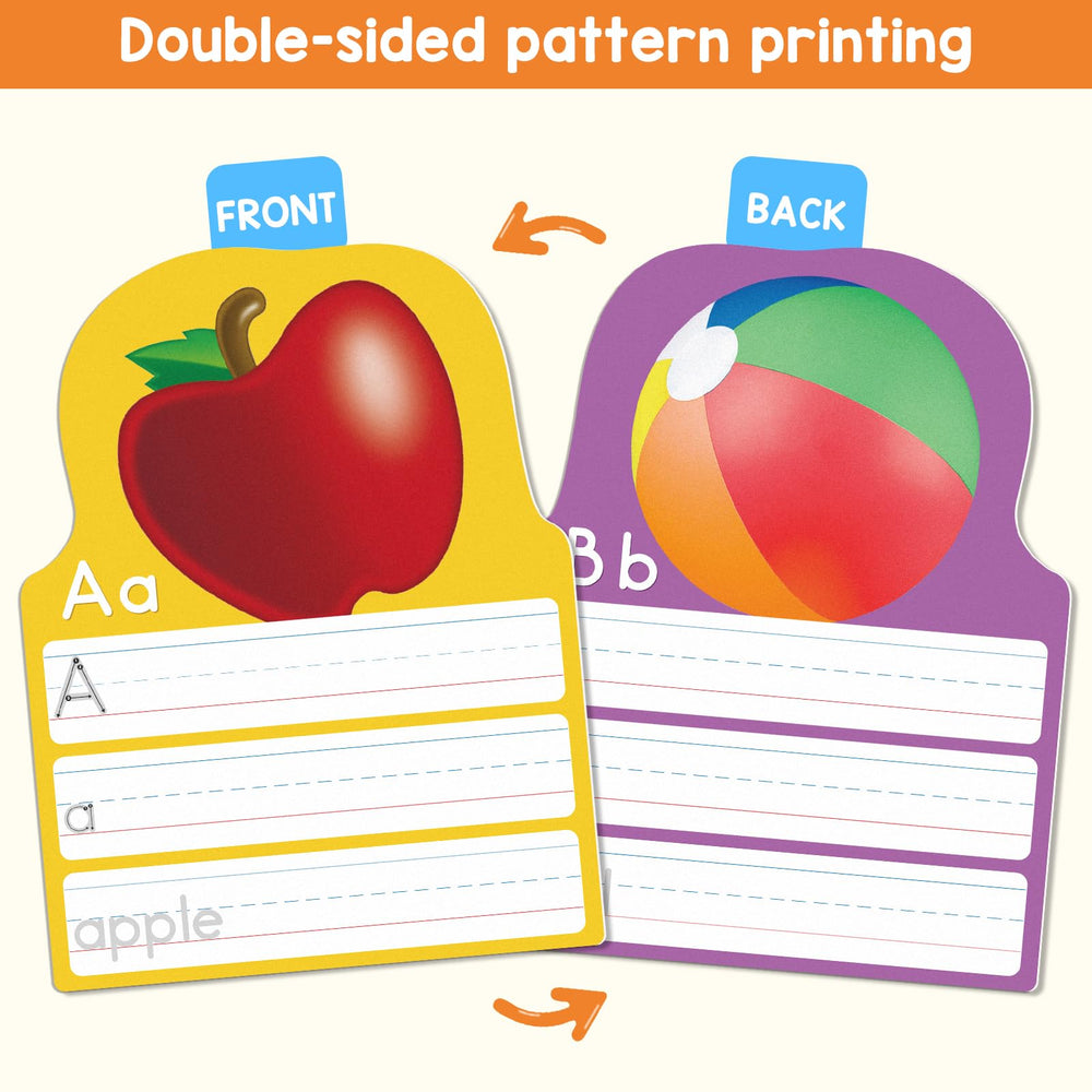 Auchq Alphabet Writing Cards include bottom word to reinforce letter sounds