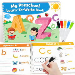 Auchq preschool workbook front cover with engaging activities for early literacy practice.