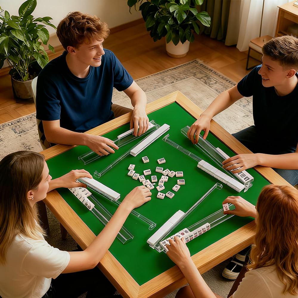 Aucuda wood-table mahjong racks displaying clear acrylic and sturdy frames