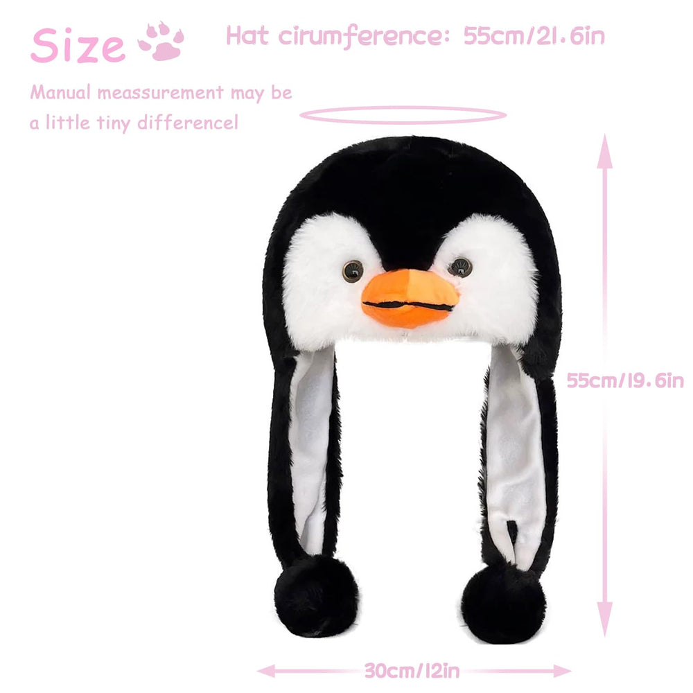 Audaisyly penguin hat ear flaps secure chin strap for snug outside adventures.
