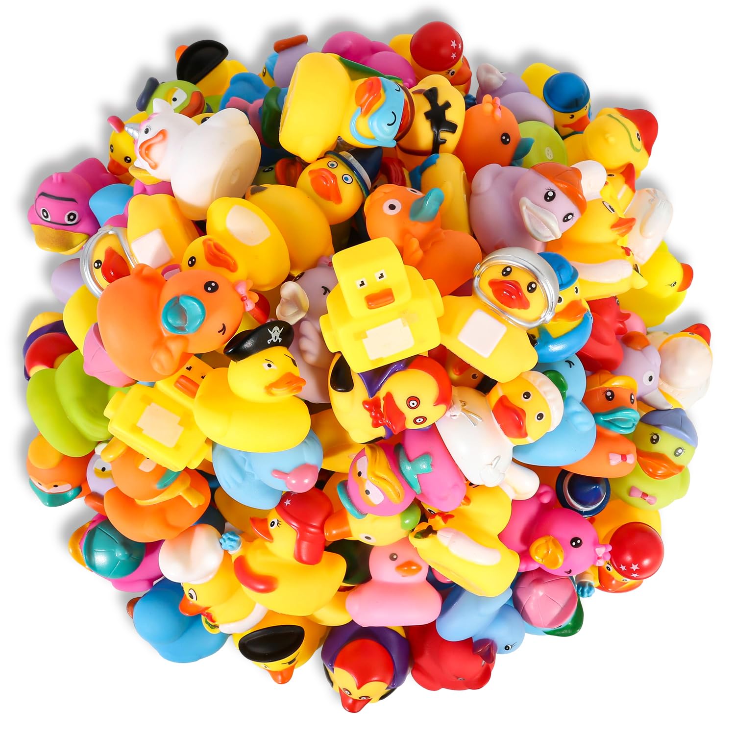Audaisyly rubber ducks assortment with 10 characters for bath time and gifts.
