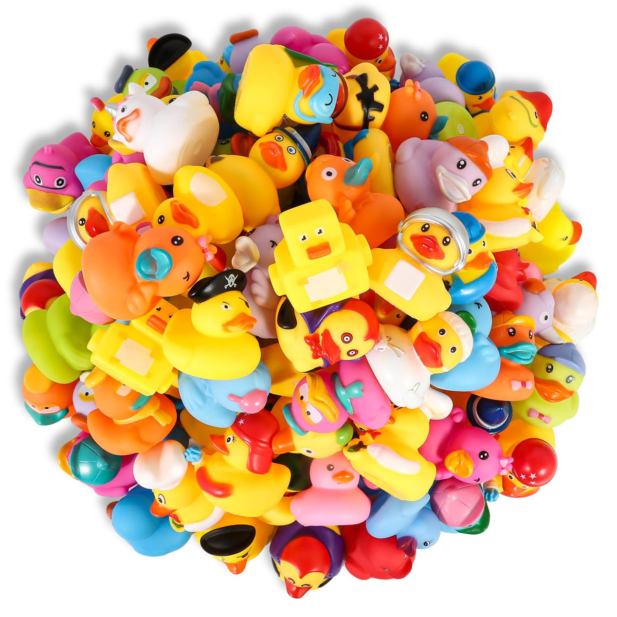 Audaisyly rubber ducks assortment with 10 characters for bath time and gifts.