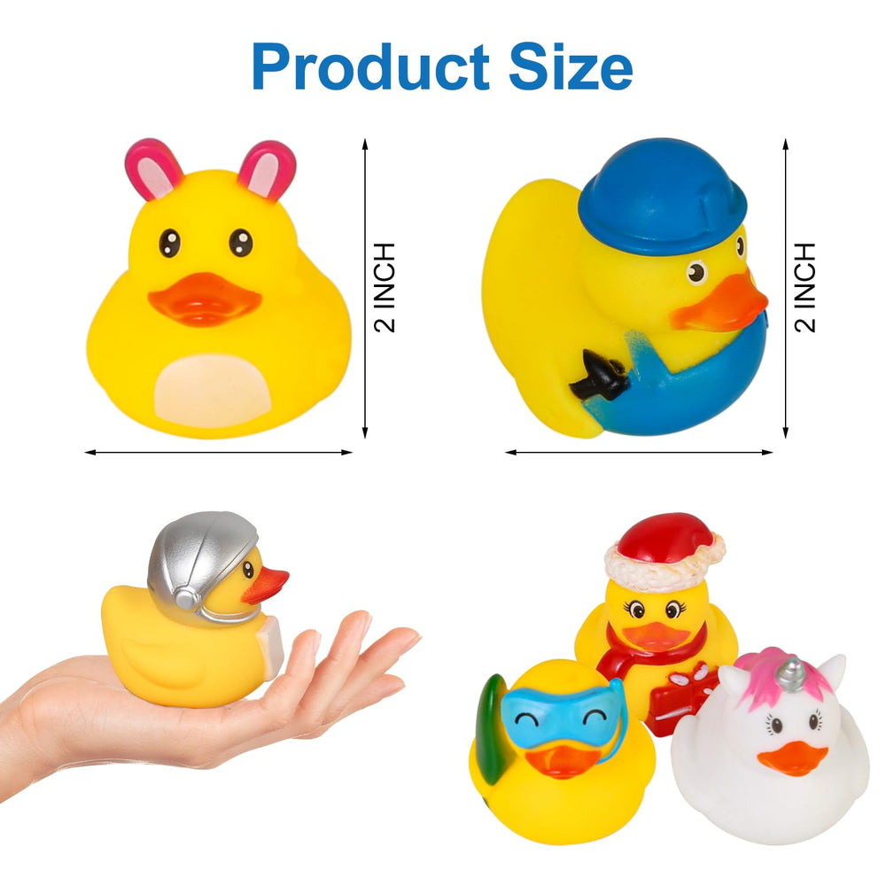 Audaisyly ducks sized 2-2.5 inches, ideal for bathtubs and pools.