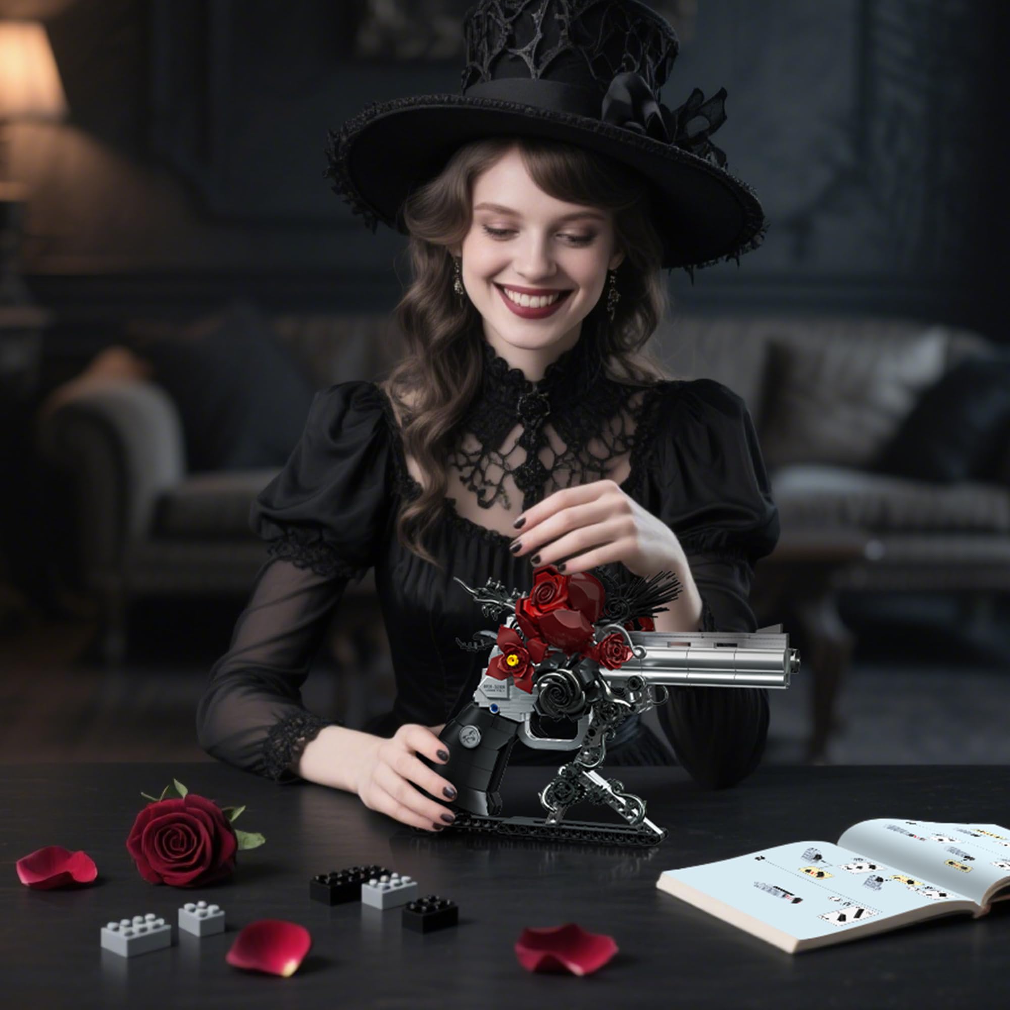 Audaxly Gothic Rose Revolver assembly: ideal for collectors who enjoy building rituals.