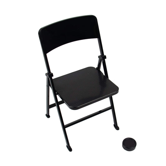 AUEAR 12in mini foldable chair in black, side view for dollhouse scenes