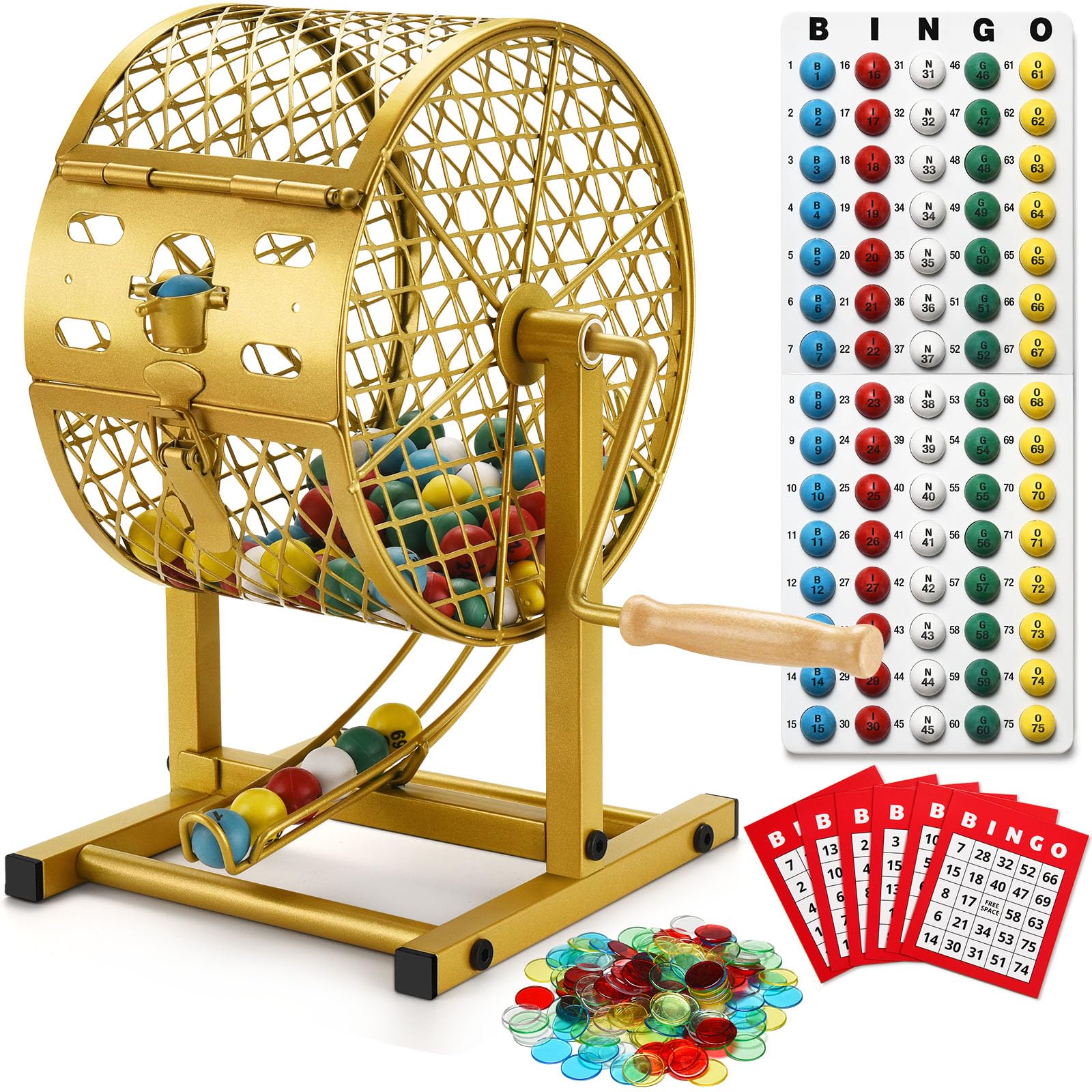 AugFir bingo cage with steel base ensures a stable setup for family games