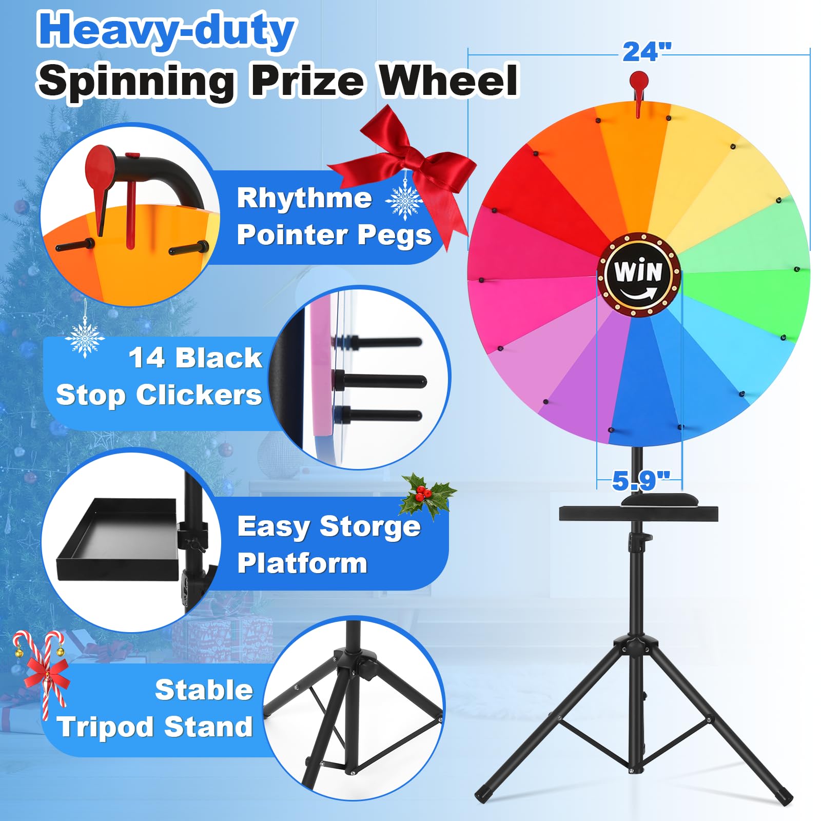 Close-up of AugFir prize wheel spin with crisp clatter sound