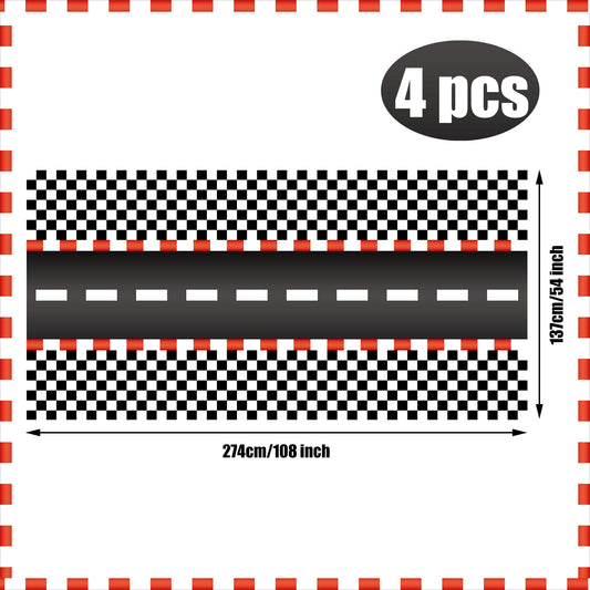Augisteen black checkered flag pattern tablecloth protects surfaces while creating stylish party vibes