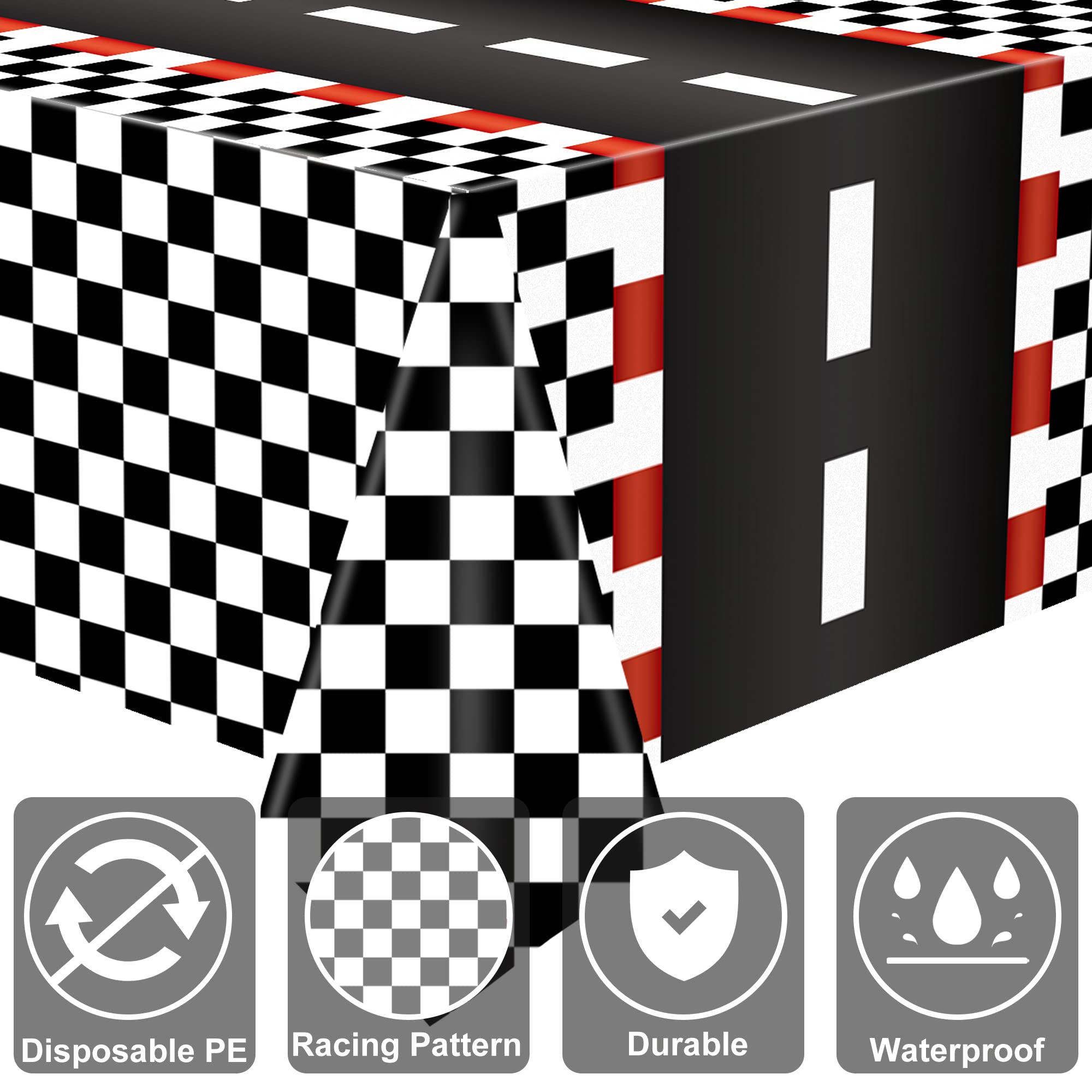 Augisteen racetrack design tablecover ideal for quick setup at car-themed celebrations
