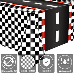 Augisteen racetrack design tablecover ideal for quick setup at car-themed celebrations