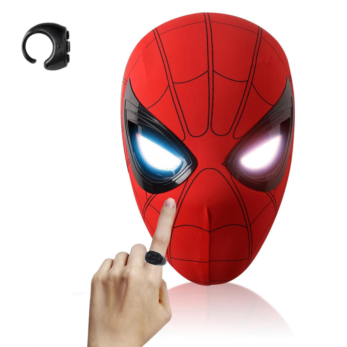 AUGMAXI Electric Spider Mask with moving eyes enhances cosplay realism.