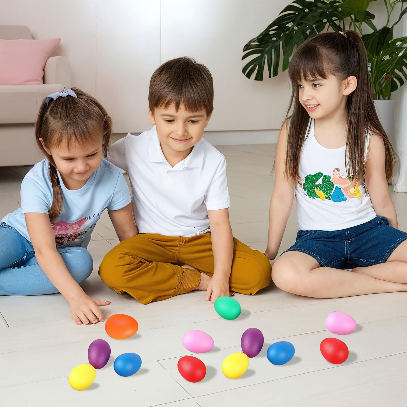 Augshy egg shakers yellow eggs for clear rhythms in early learning.