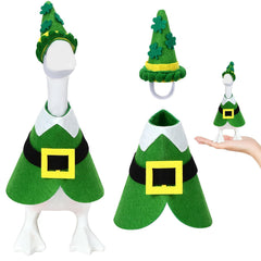AUGSUN desk goose outfit in shamrock green fits a 7-inch goose for festive décor.