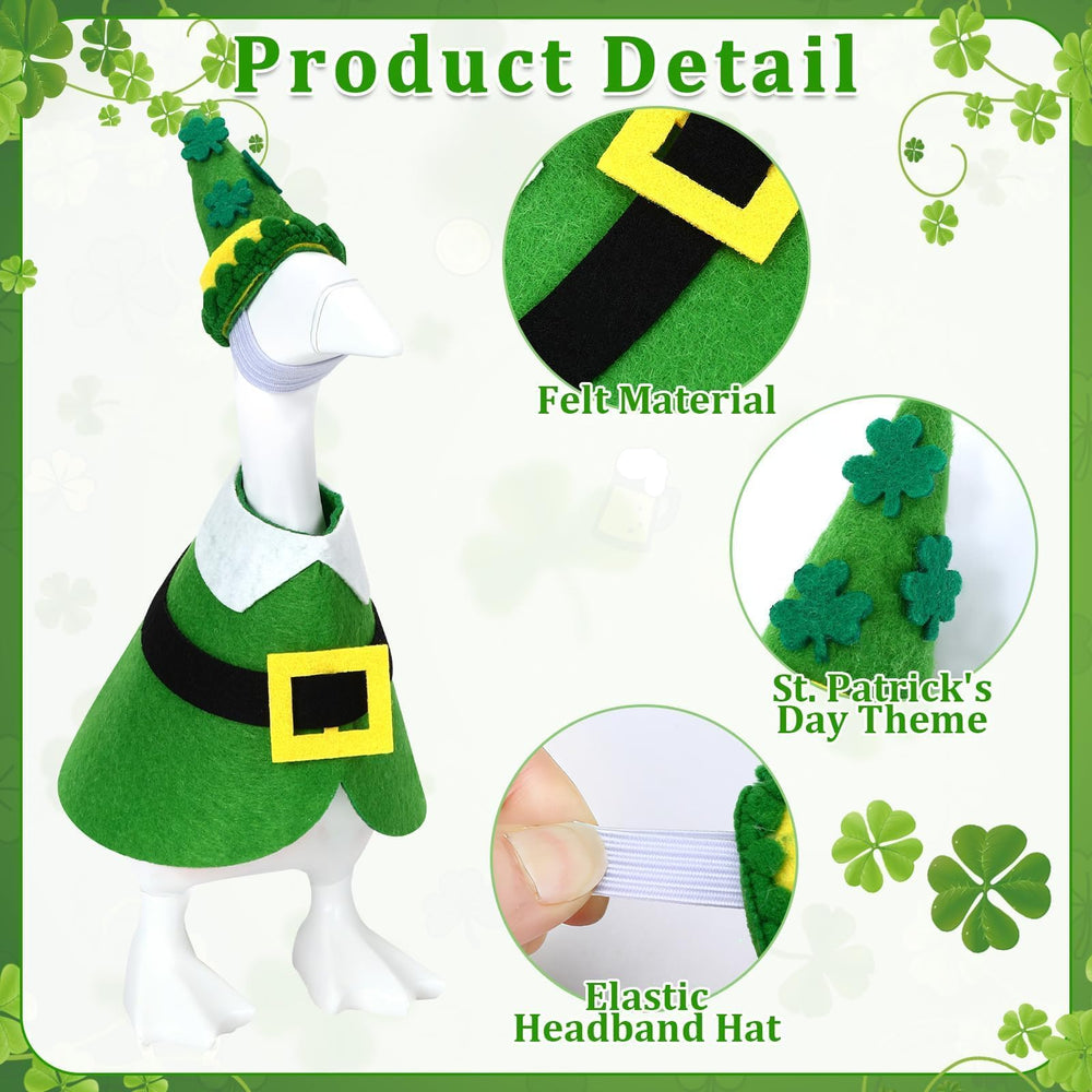 AUGSUN mini desk goose wears a shamrock costume, adding St. Patrick's vibrancy.