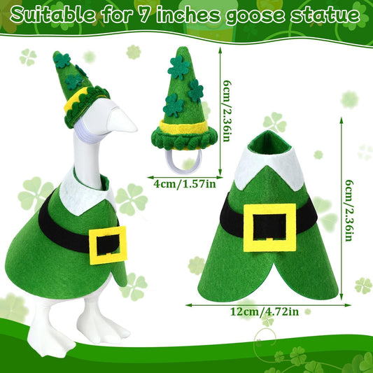 AUGSUN seven-inch goose costume in soft green felt enhances desk or porch displays.