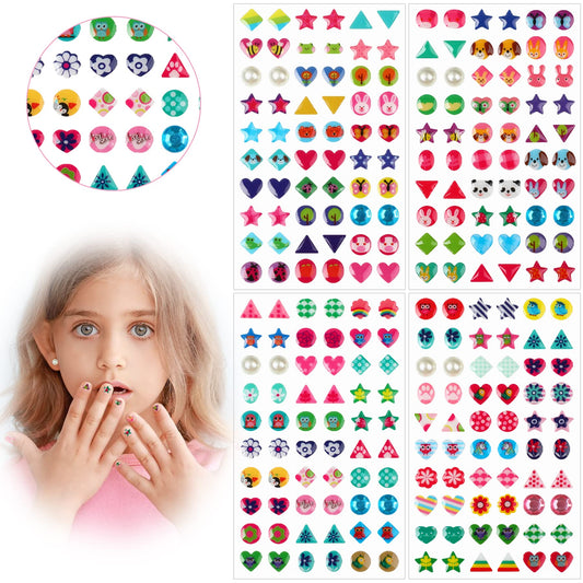 Augsun sticker earrings 3D gems pack for playful fashion without piercing.