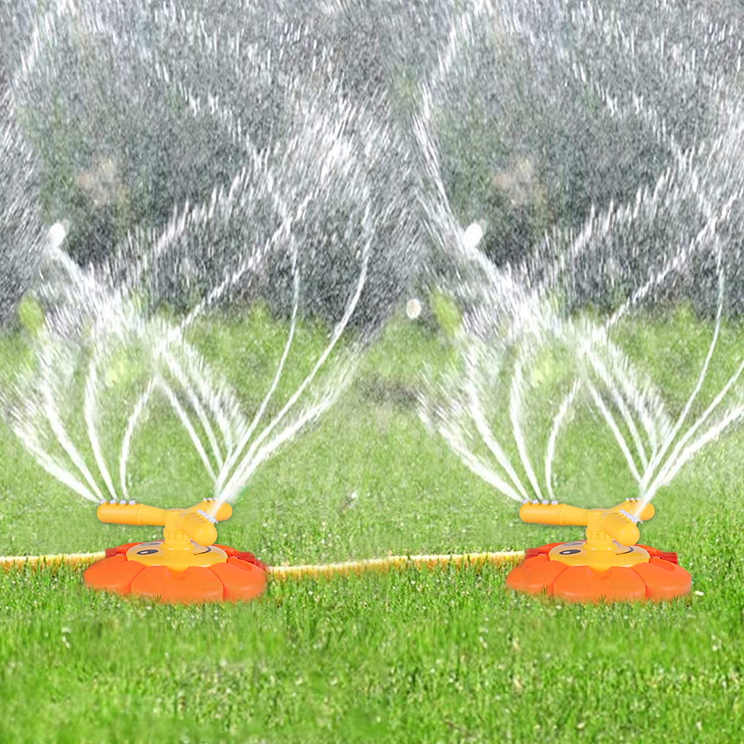 AugToy backyard water sprinkler 360-spray offers wide coverage for big family play.