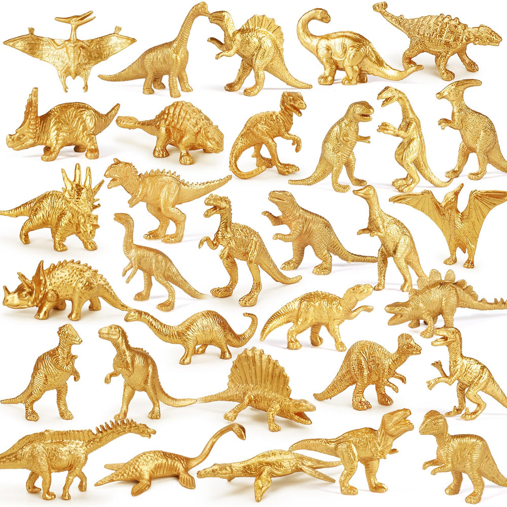 AugToy gold dino figures mini 6-pack for pretend play and party décor.