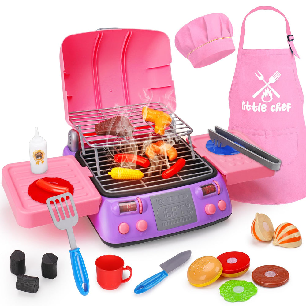 AugToy kids BBQ grill playset with apron hat for imaginative outdoor cooking play