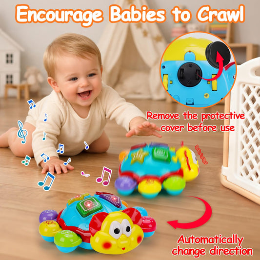 AugToy ladybug toy with lights and music engages senses during playtime and tummy time