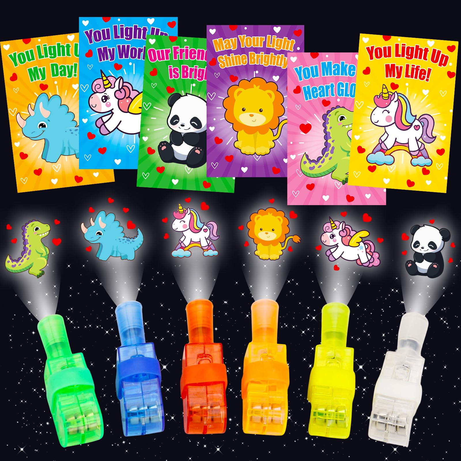 AugToy LED finger lights with the dinosaur pattern for classroom valentines.