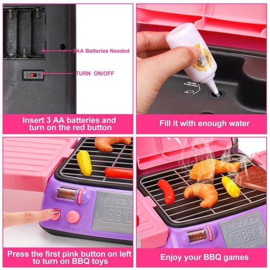 AugToy pink kitchen accessories set enhances cooperative play and role play
