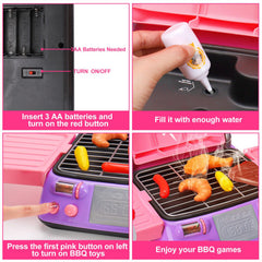 AugToy pink kitchen accessories set enhances cooperative play and role play