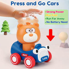AugToy Press and Go panda car with bright colors encourages crawling and imaginative play.