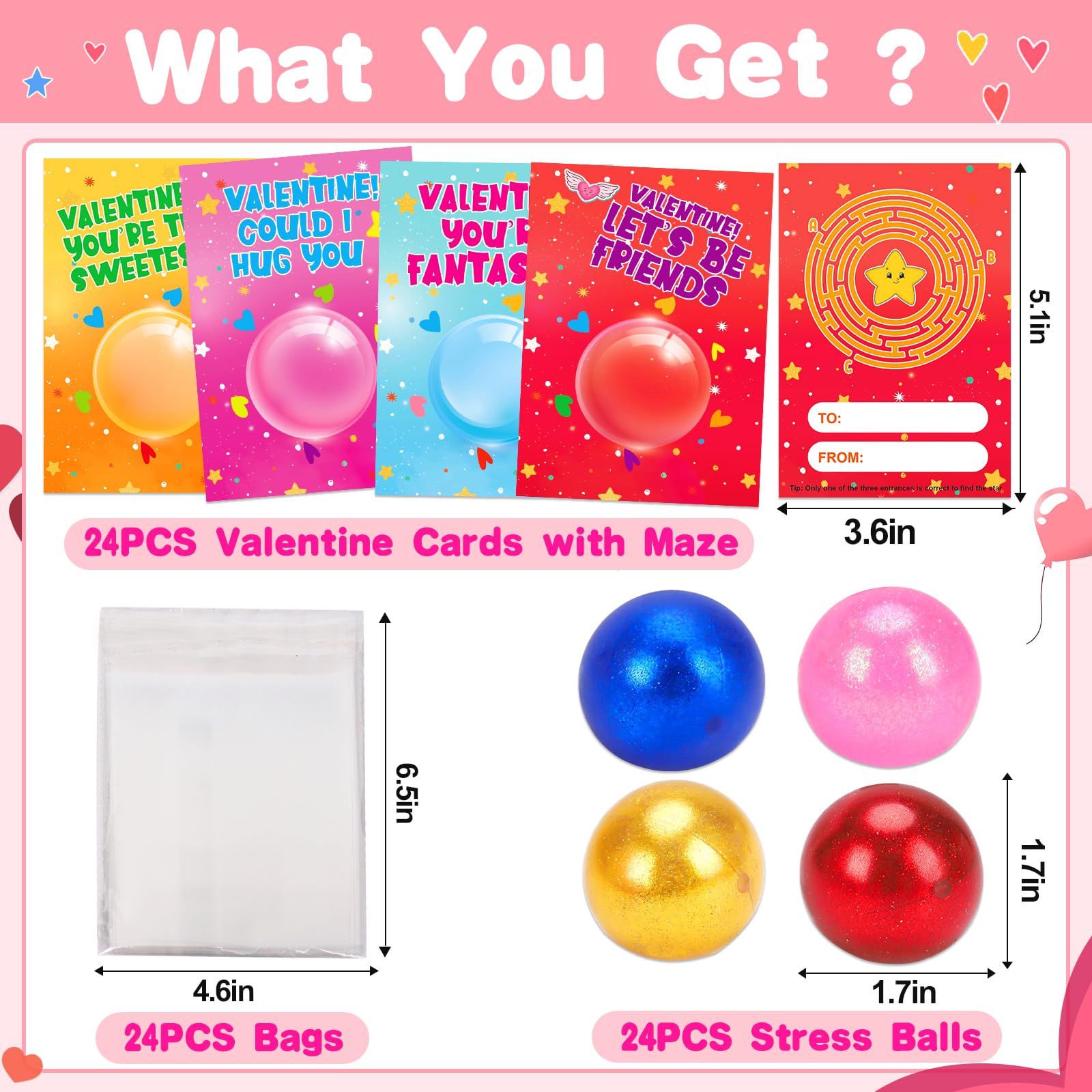 AugToy transparent bags with valentines cards and fidgets