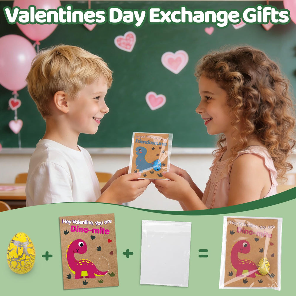 AugToy valentines dino cards 30-pack with cute dinos for school greetings.
