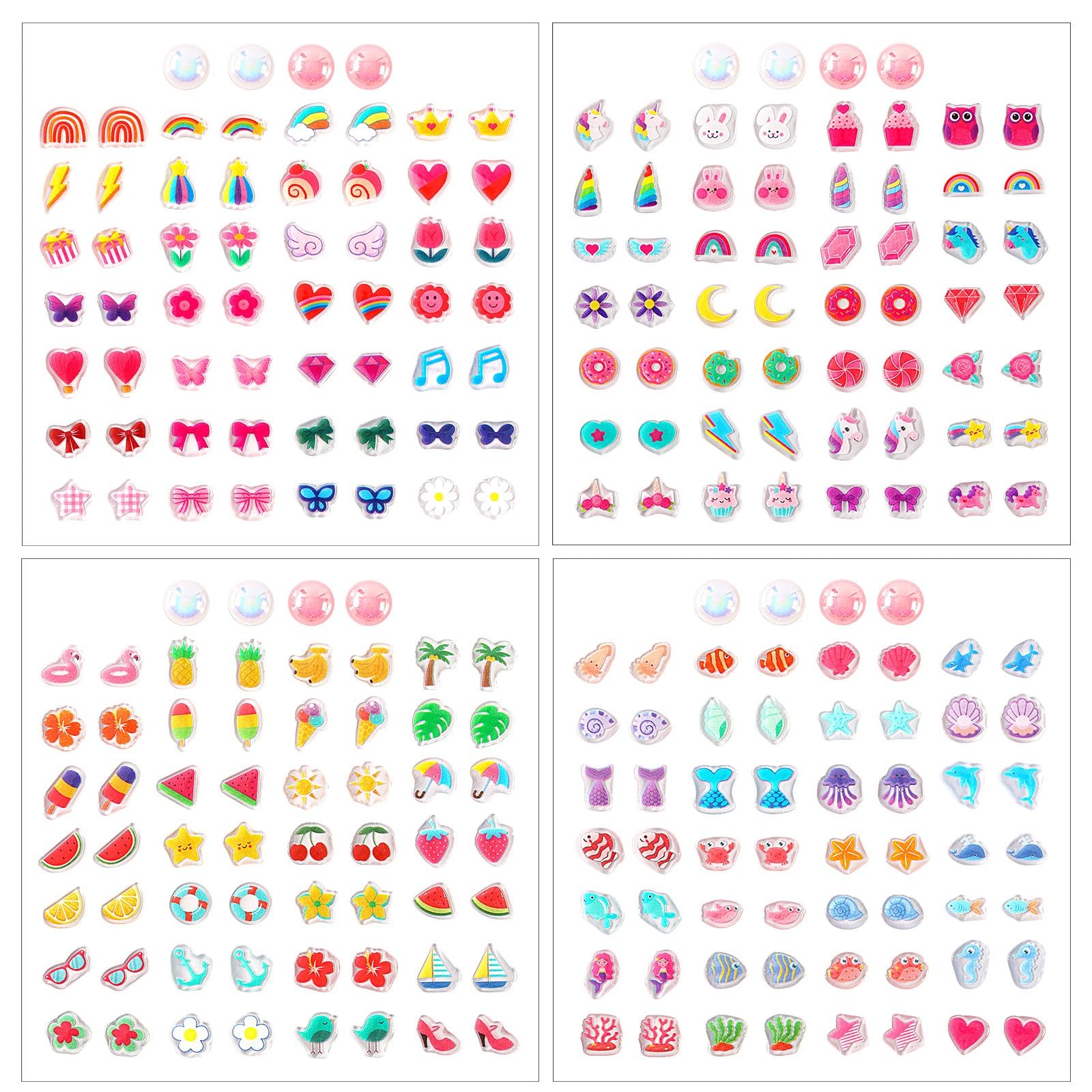 AUGSUN sticker earrings set with four sheets for versatile daily wear