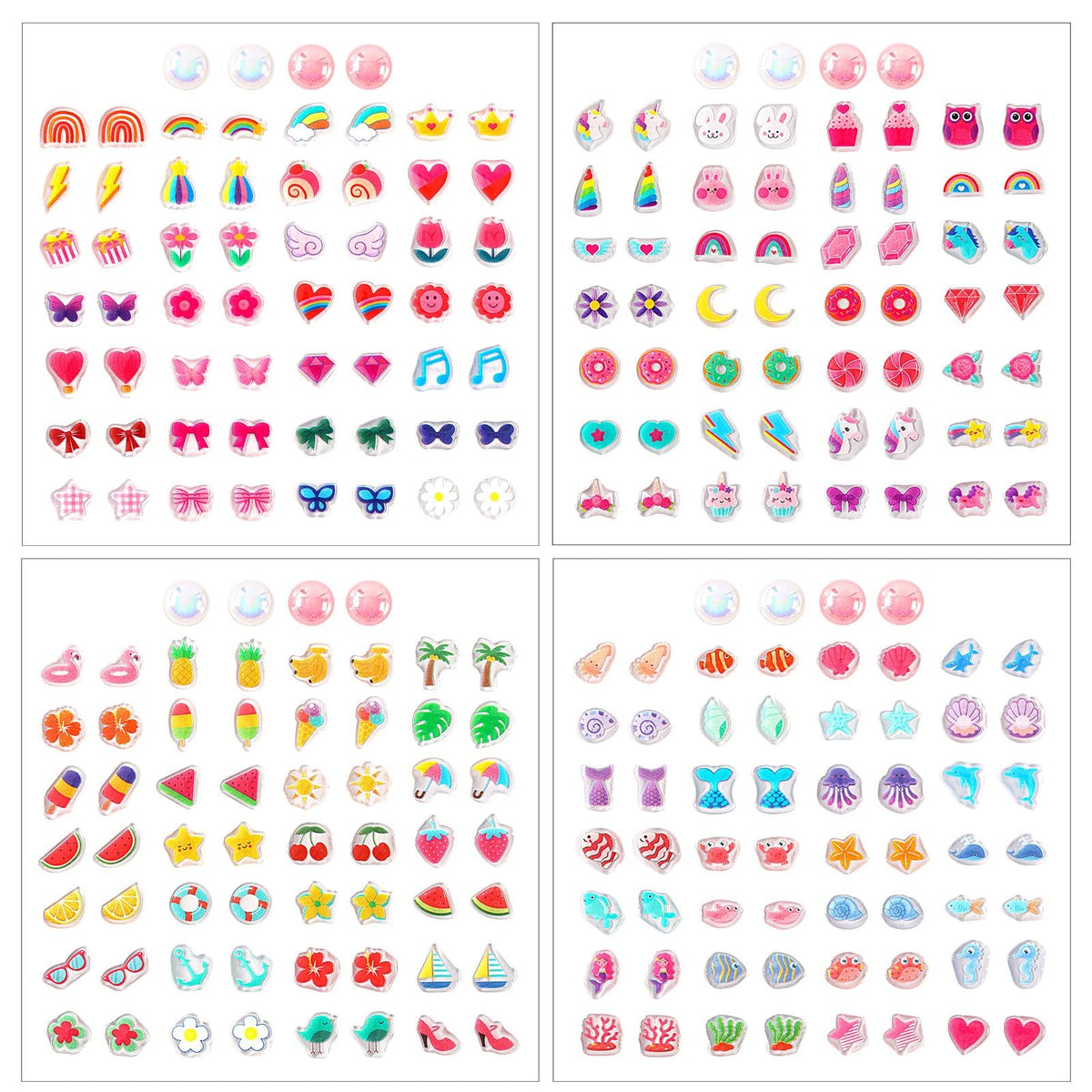 AUGSUN sticker earrings set with four sheets for versatile daily wear