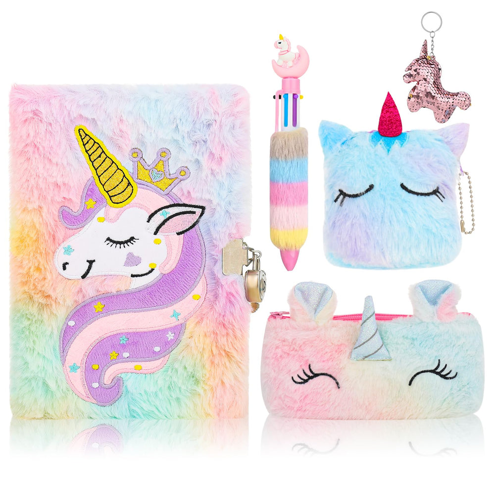 Auidy 6TXD unicorn diary plush cover offers a soft, inviting space for daily journaling.