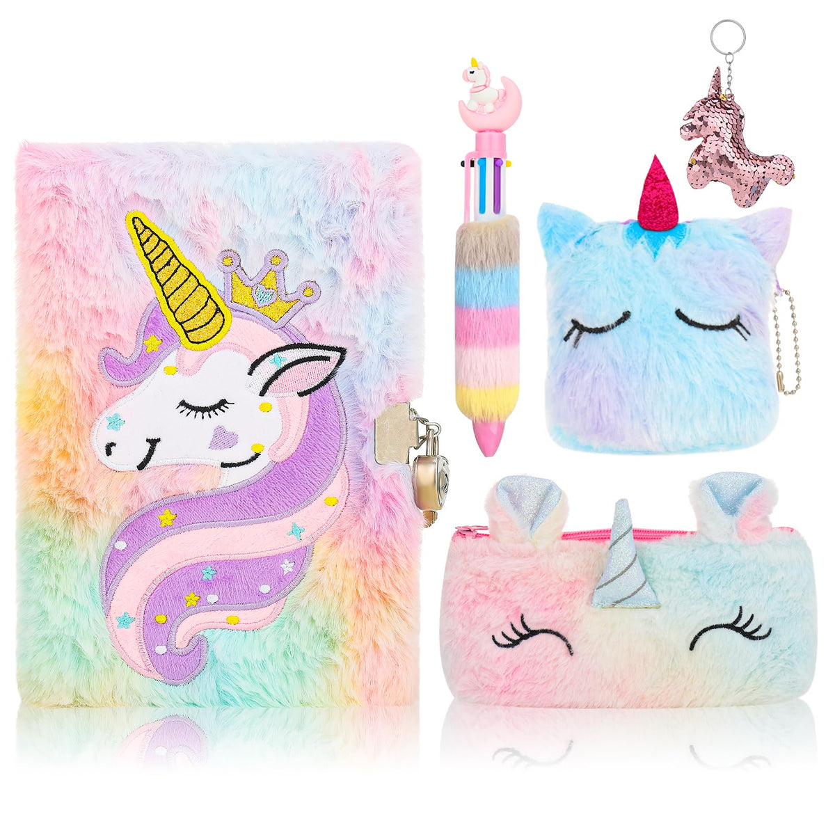 Auidy 6TXD unicorn diary plush cover offers a soft, inviting space for daily journaling.
