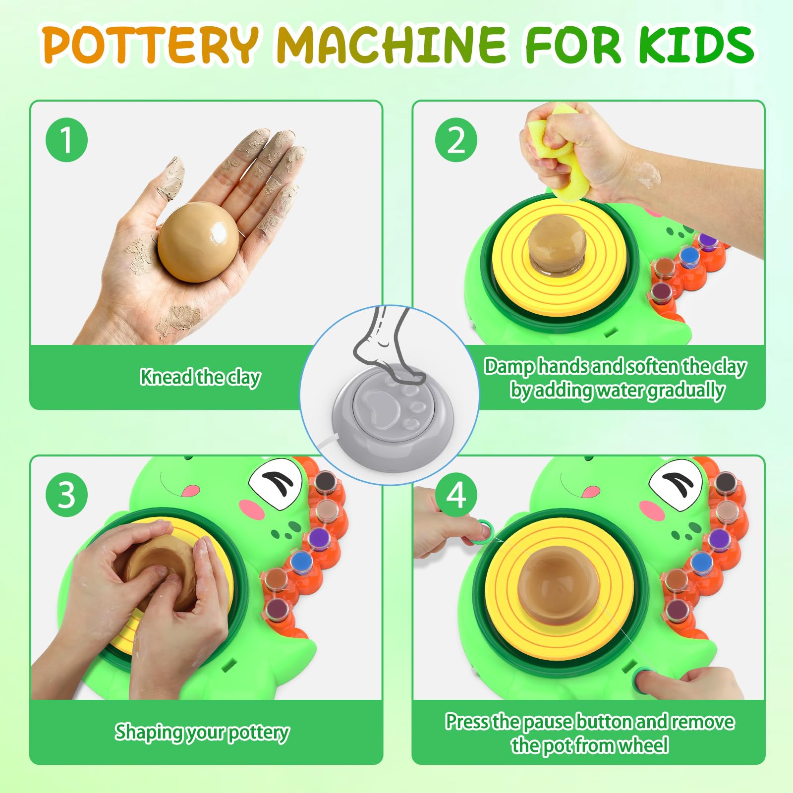 Aujazyble 12-color paint set delivers vibrant hues for kids' pottery projects.