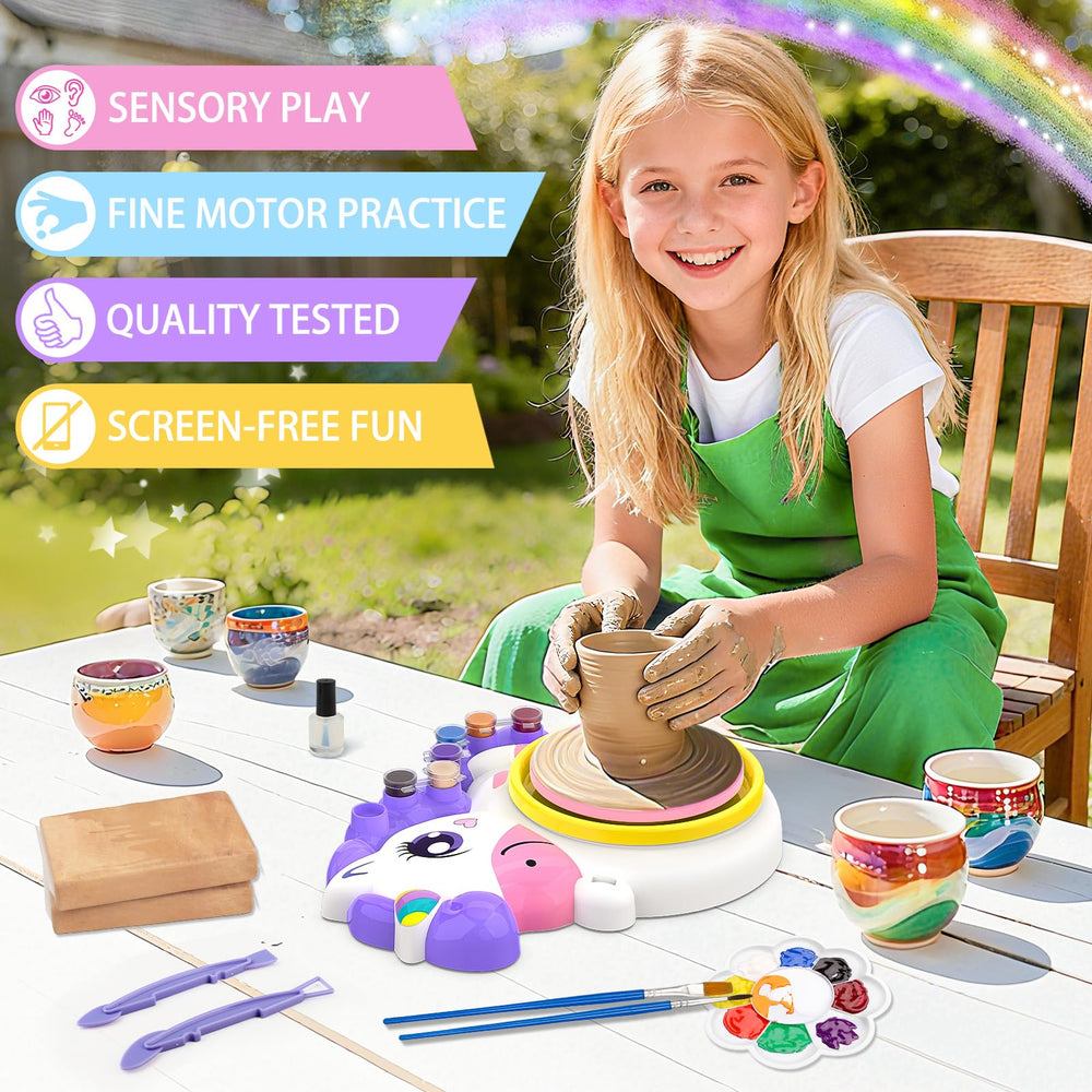 Aujazyble pottery wheel foot-pedal control supports hands-on learning.