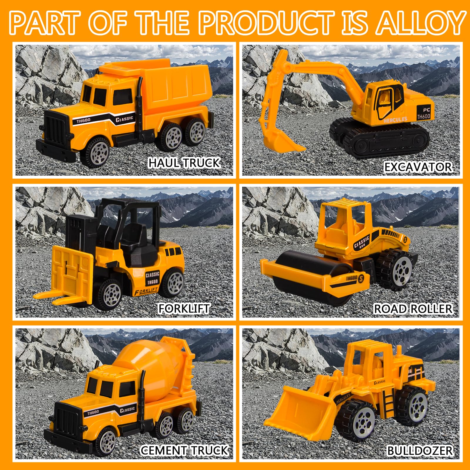 Aukdin road roller toy guiding pretend construction paths.