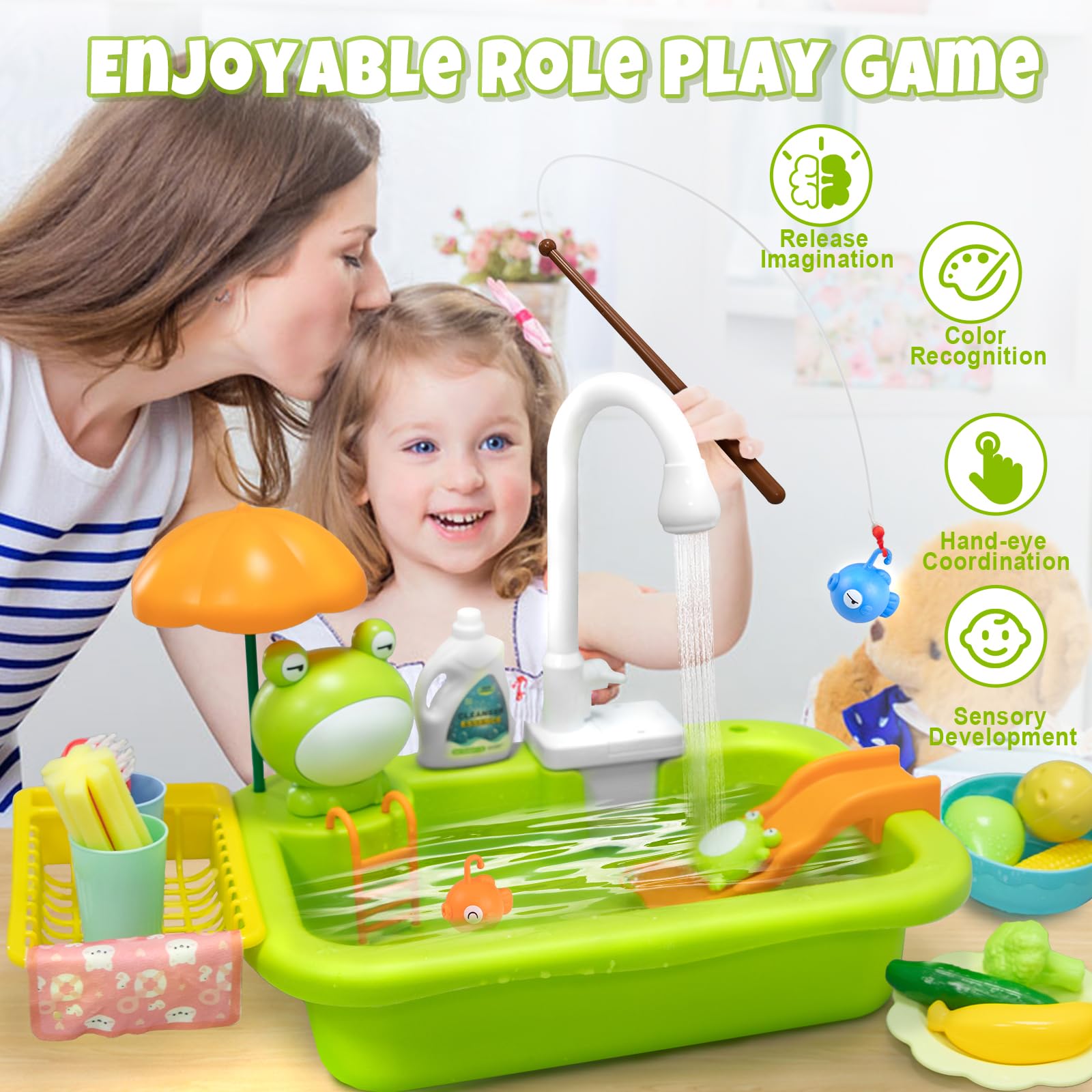Aukful floating toys and dishes adding colorful water play options