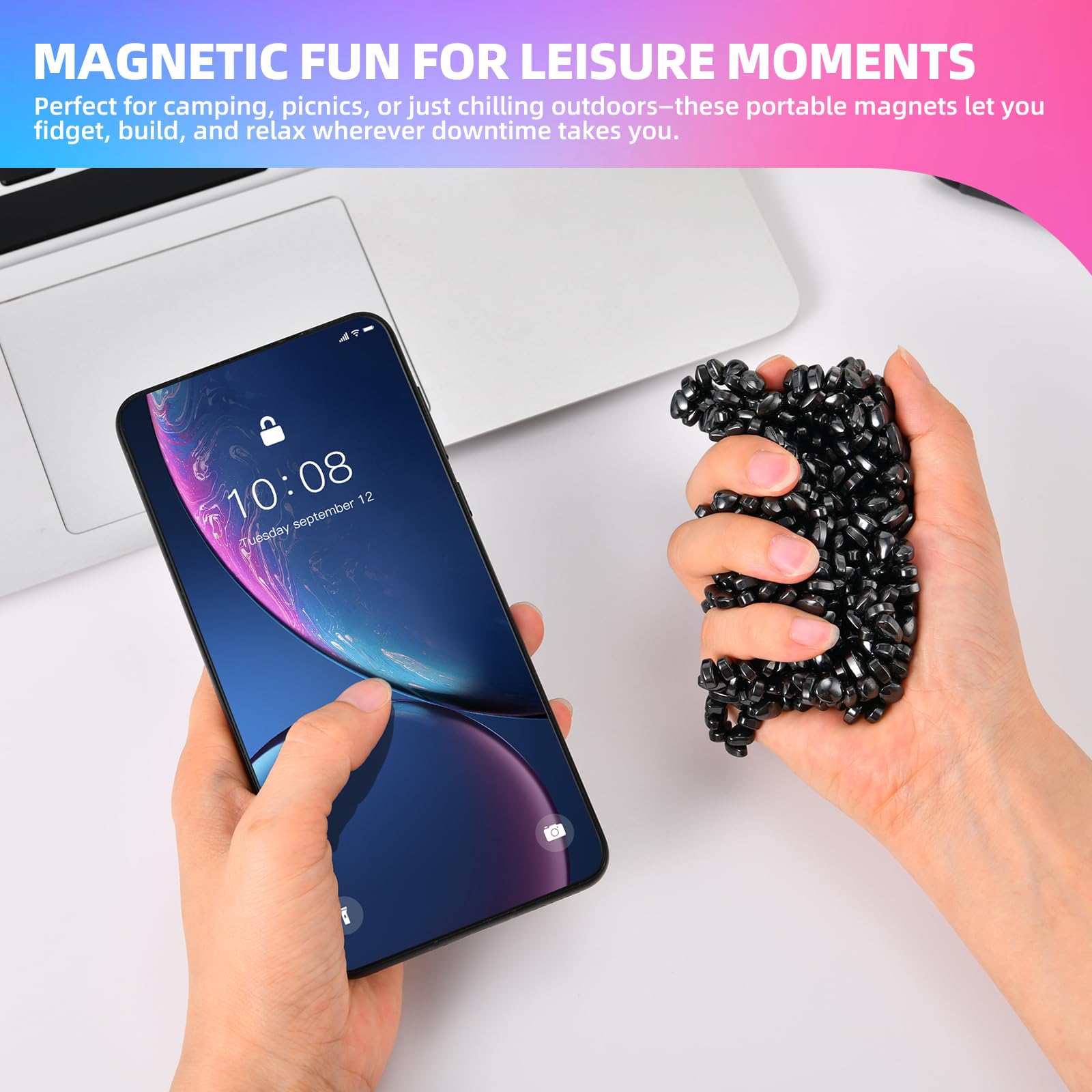 Portable Aukit desktop accessory for on-the-go stress-relief during busy days.