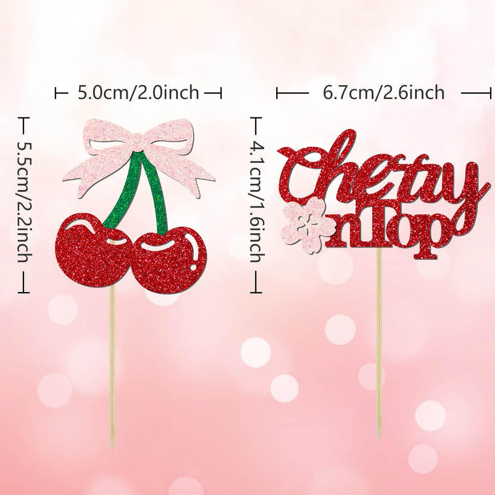 Aukolass cherry topper with bow elevates desserts for party photos.